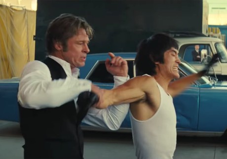 Brad Pitt’s Cliff Booth fights Bruce Lee, played by Mike Moh, in ‘Once Upon a Time in Hollywood’. Photo: Sony Pictures Entertainment