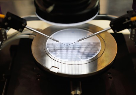 Semiconductor silicon wafer undergoing probe testing. Photo: Shutterstock
