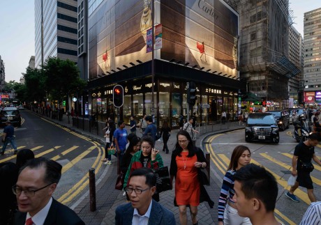 Hong Kong’s popular tourist and shopping district of Tsim Sha Tsui on October 17. Photo: AFP
