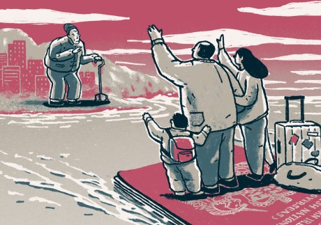 The decision to leave Hong Kong for Britain has resulted in arguments and heartache in some families. Illustration by Perry Tse