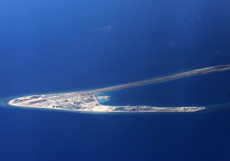 Chinese structures and an airstrip are seen on Subi Reef in the disputed Spratly Islands in the South China Sea. Beijing refused to accept a 2016 international tribunal ruling that rejected its territorial claims. Photo: AP