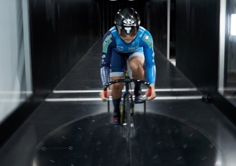 Cyclist Sarah Lee Wai-sze trains in the wind tunnel at Hong Kong University of Science and Technology. Athletes are using a number of different technologies to improve their performances. Photo: Handout