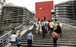 People walk up the steps at a border crossing facility, at the Sha Tou Jiao Port, in Shenzhen. Photo: Bloomberg