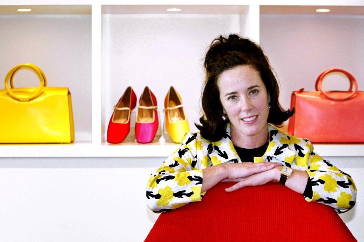 Fashion Kate Spade poses with handbags and shoes from her collection in New...