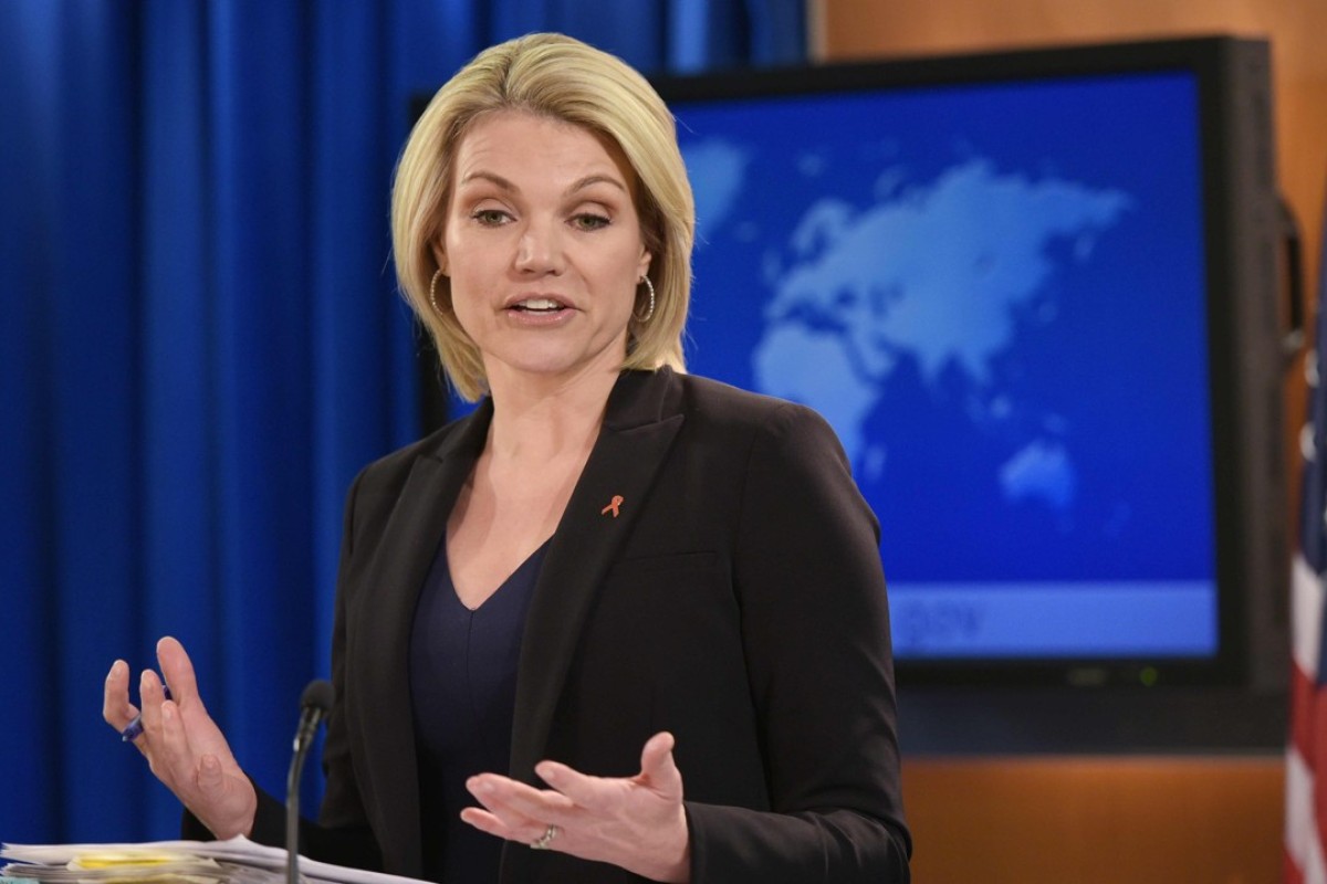 File photo of US State Department Spokeswoman Heather Nauert during a brief...
